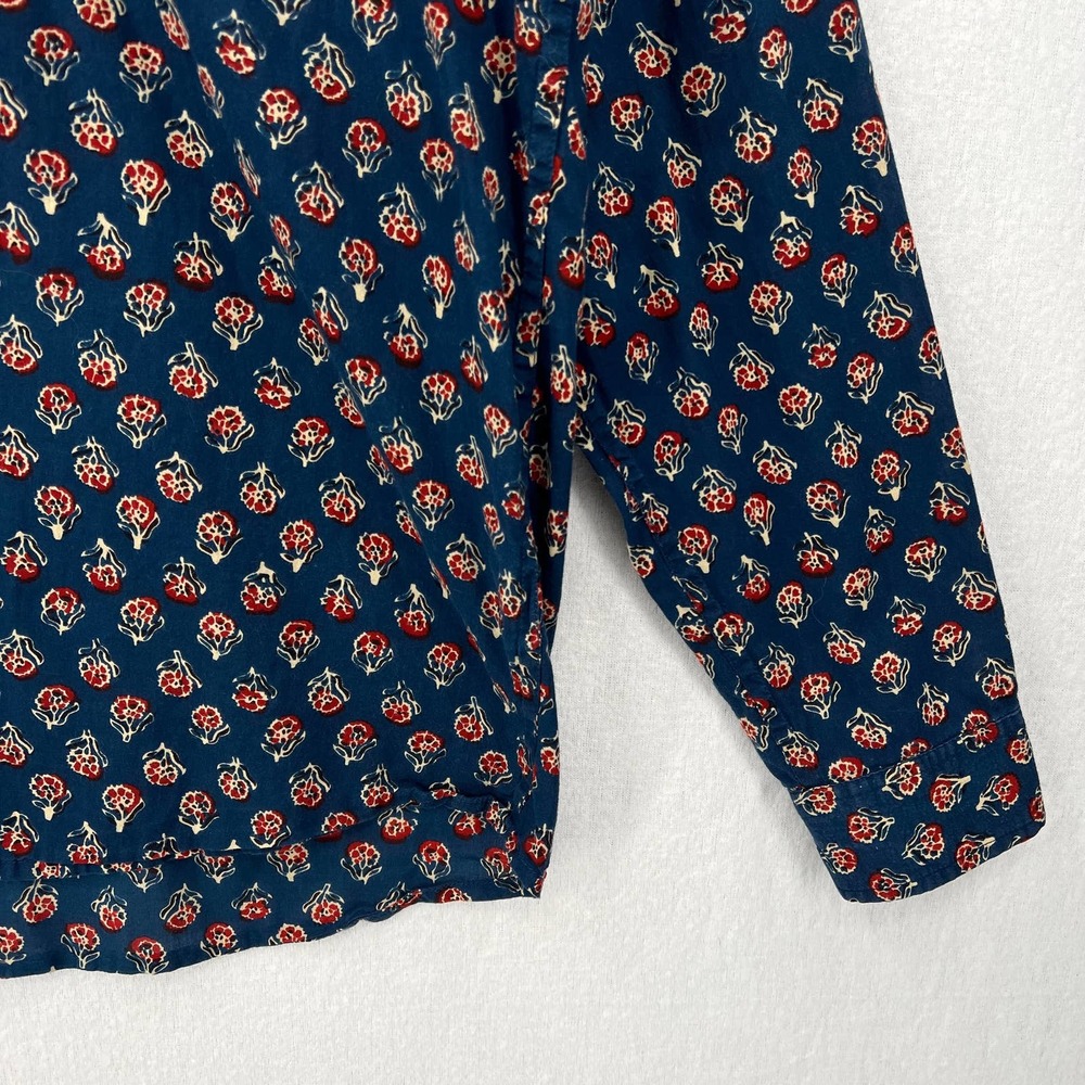 PAX PHILOMENA Shirt Men Button up Large Blue Block Print Maximillian Long Sleeve - Picture 7 of 12